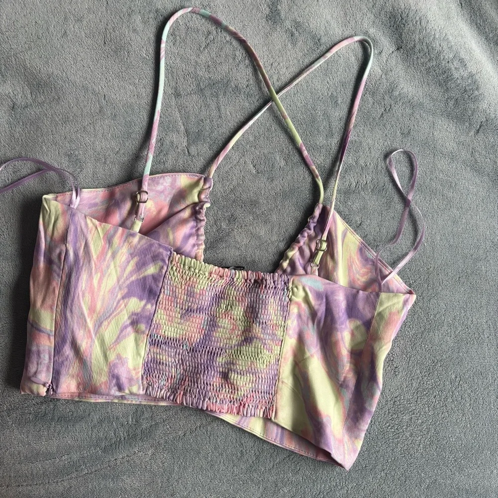 Zara Satin Tie-Dye Crop Top size S - Picture 5 of 6
